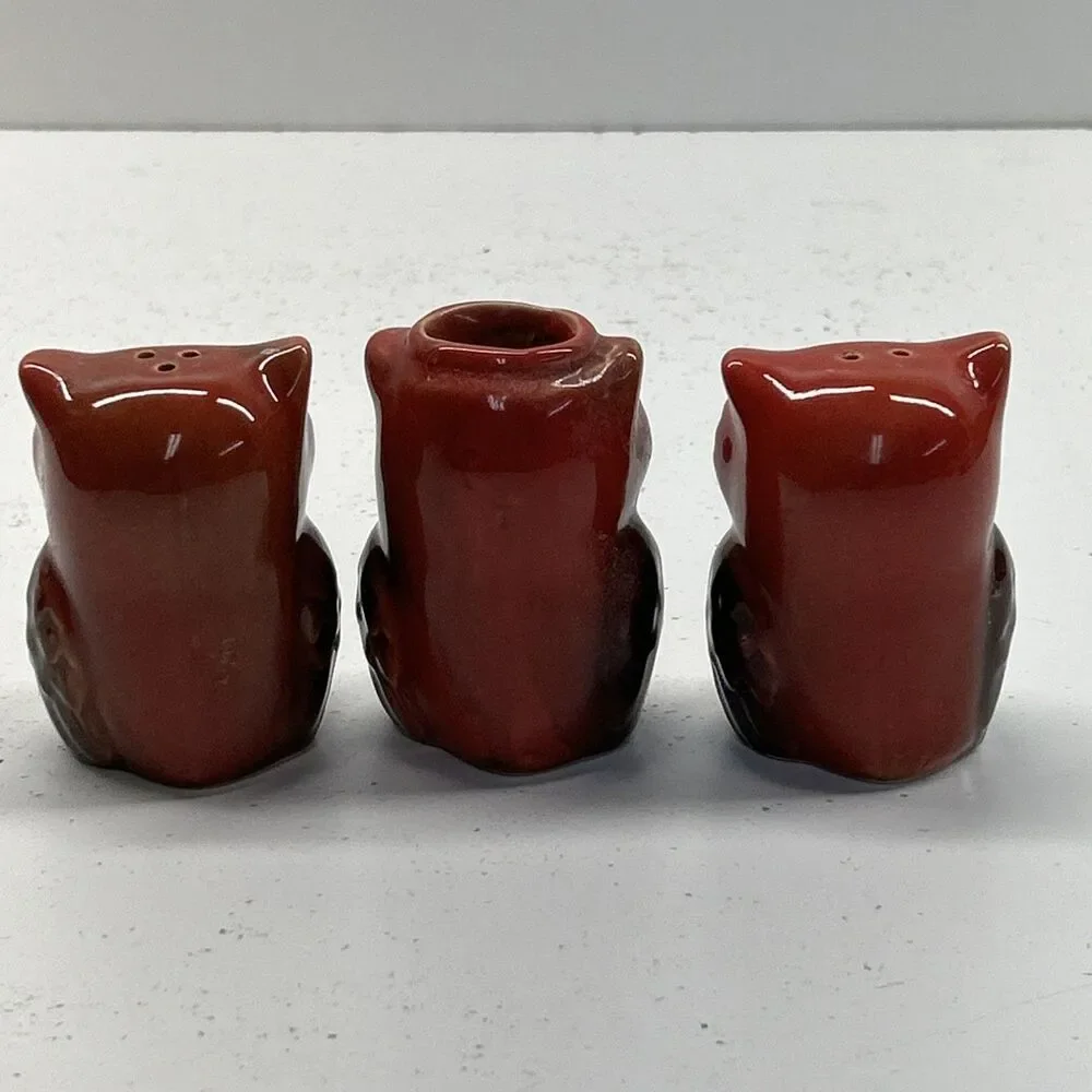 Vintage‎ Owl Salt & Pepper Stackers With Toothpick Holder